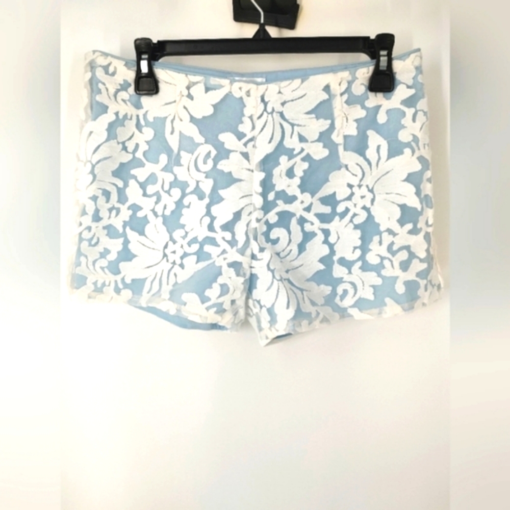 Esley Women's Sheer Blue White Shorts Size M